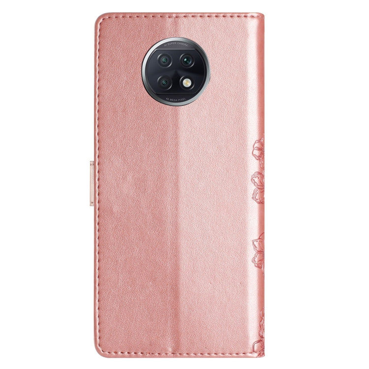 For Xiaomi Redmi Note 9 5G / Note 9T Cherry Blossom Butterfly Skin Feel Embossed PU Phone Case