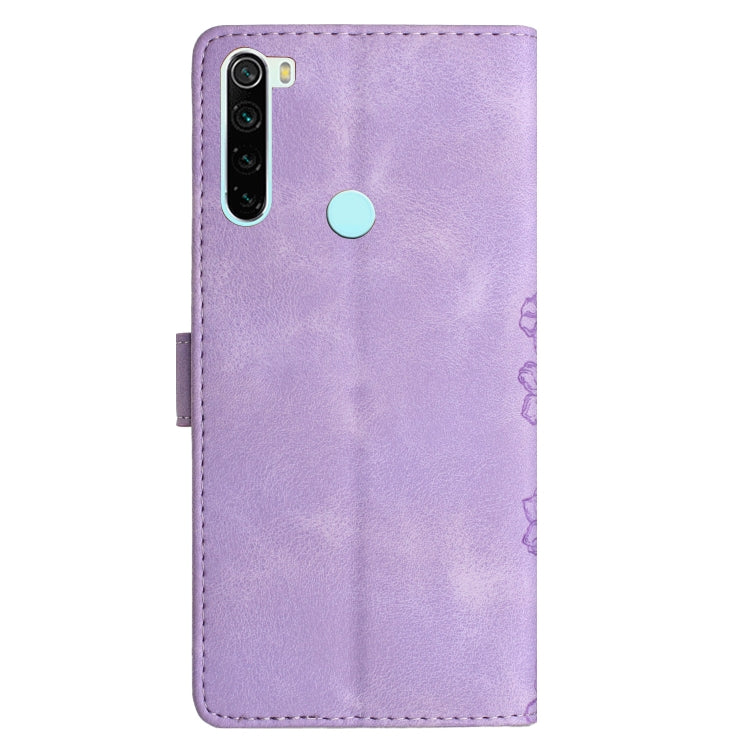 For Xiaomi Redmi Note 8T Cherry Blossom Butterfly Skin Feel Embossed PU Phone Case
