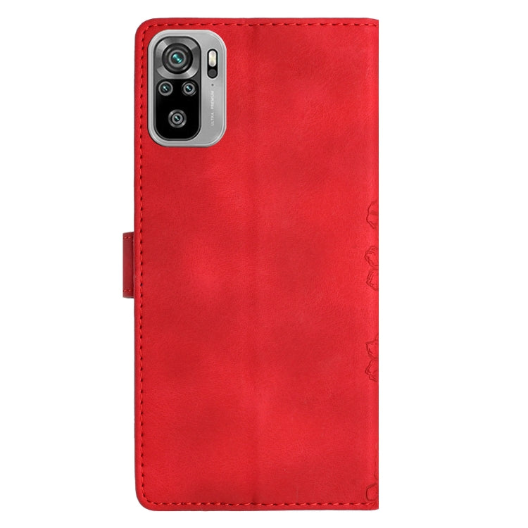 For Xiaomi Redmi Note 10 4G Cherry Blossom Butterfly Skin Feel Embossed PU Phone Case