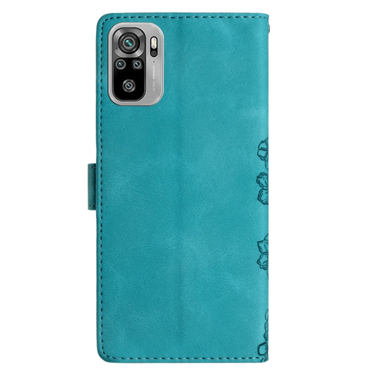 For Xiaomi Redmi Note 10 4G Cherry Blossom Butterfly Skin Feel Embossed PU Phone Case