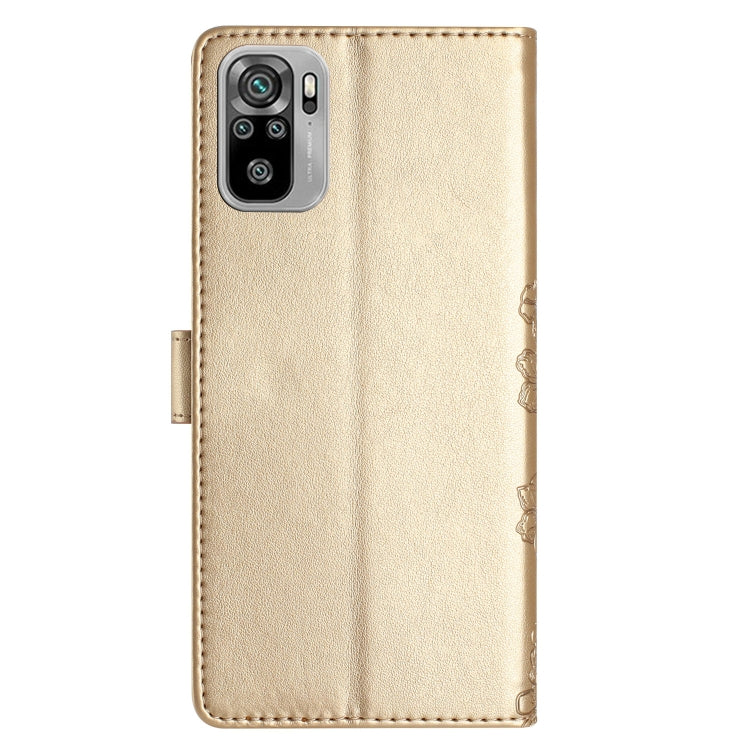 For Xiaomi Redmi Note 10 4G Cherry Blossom Butterfly Skin Feel Embossed PU Phone Case