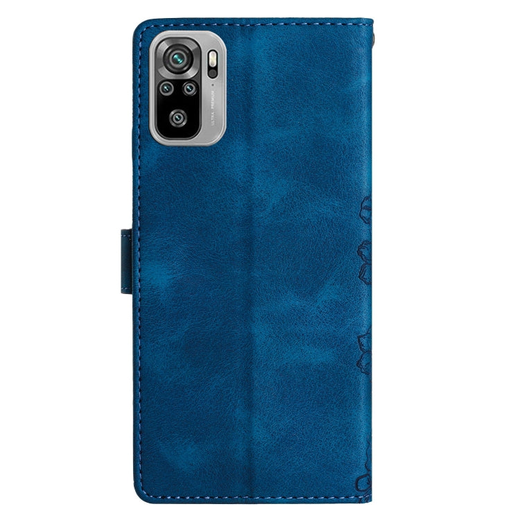 For Xiaomi Redmi Note 10S Cherry Blossom Butterfly Skin Feel Embossed PU Phone Case