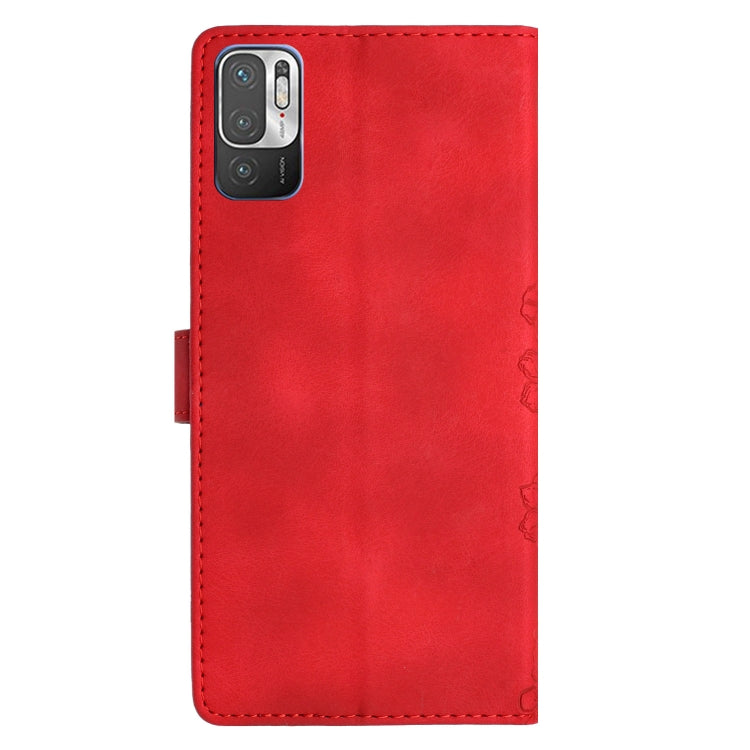 For Xiaomi Redmi Note 10 5G Cherry Blossom Butterfly Skin Feel Embossed PU Phone Case