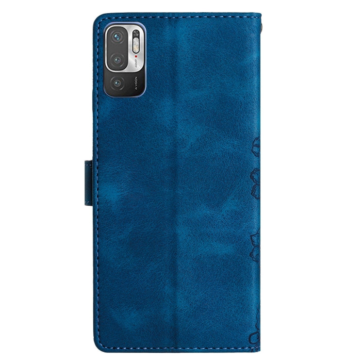 For Xiaomi Redmi Note 10 5G Cherry Blossom Butterfly Skin Feel Embossed PU Phone Case