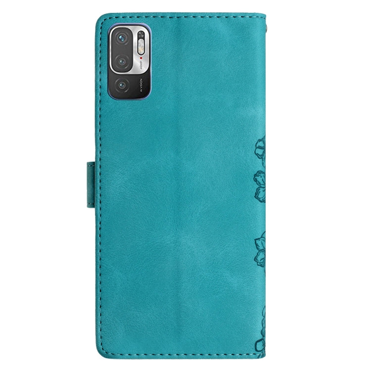 For Xiaomi Redmi Note 10 5G Cherry Blossom Butterfly Skin Feel Embossed PU Phone Case