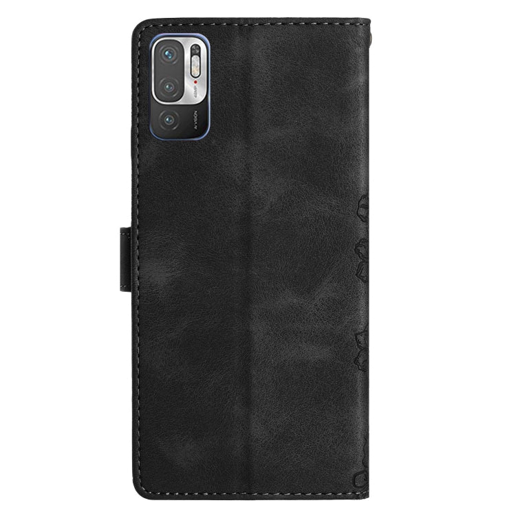 For Xiaomi Redmi Note 10 5G Cherry Blossom Butterfly Skin Feel Embossed PU Phone Case