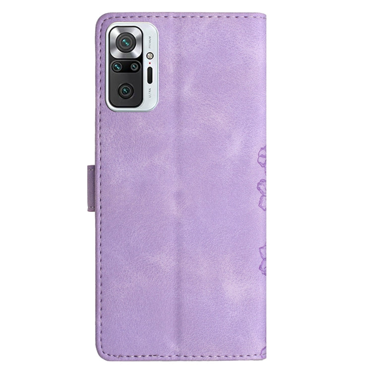 For Xiaomi Redmi Note 10 Pro Cherry Blossom Butterfly Skin Feel Embossed PU Phone Case