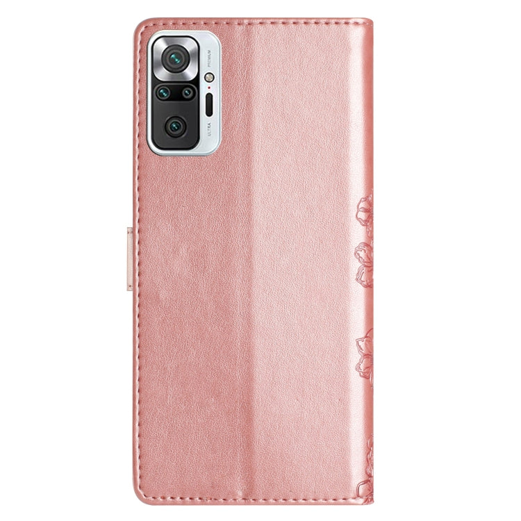 For Xiaomi Redmi Note 10 Pro Cherry Blossom Butterfly Skin Feel Embossed PU Phone Case