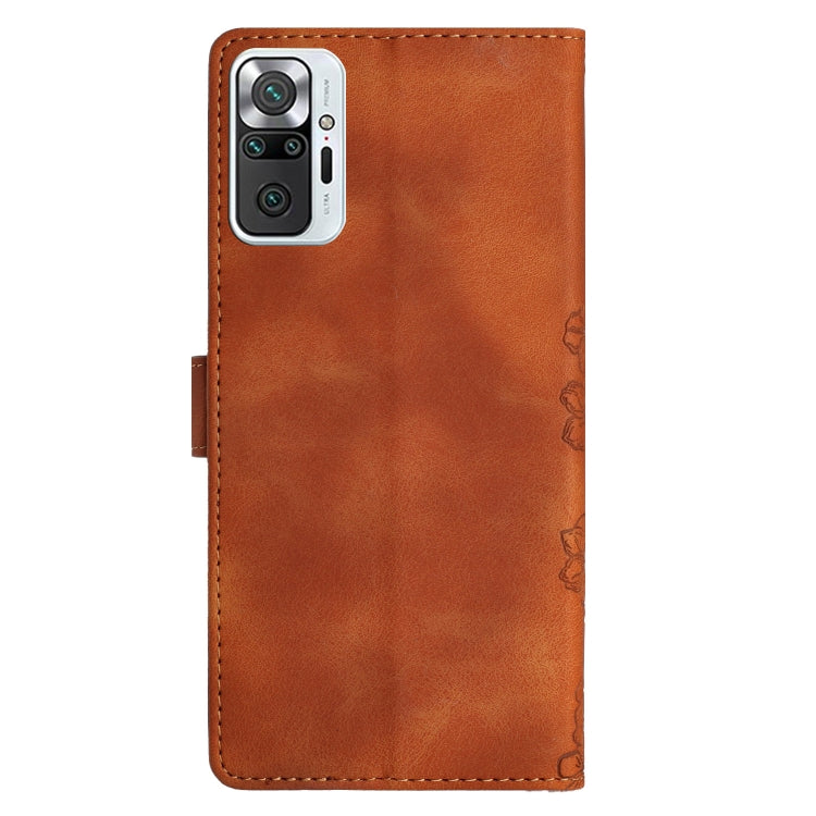 For Xiaomi Redmi Note 10 Pro Max Cherry Blossom Butterfly Skin Feel Embossed PU Phone Case