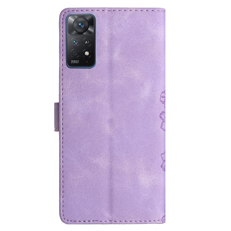 For Xiaomi Redmi Note 11S 4G Cherry Blossom Butterfly Skin Feel Embossed PU Phone Case