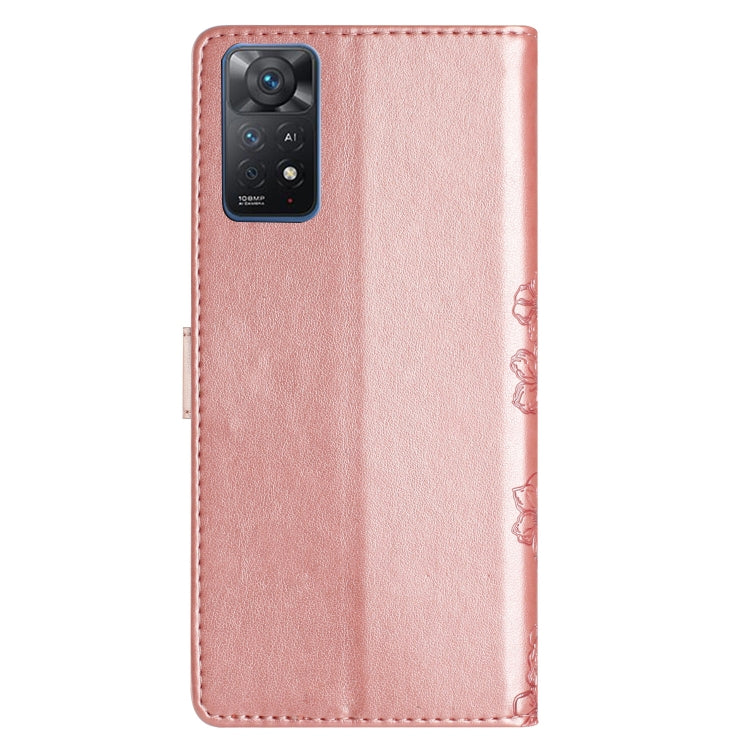For Xiaomi Redmi Note 11S 4G Cherry Blossom Butterfly Skin Feel Embossed PU Phone Case