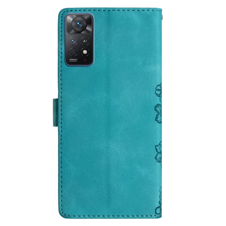 For Xiaomi Redmi Note 11 Pro 5G Global Cherry Blossom Butterfly Skin Feel Embossed PU Phone Case