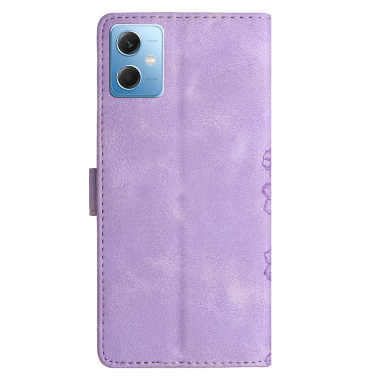 For Xiaomi Redmi Note 12 Global Cherry Blossom Butterfly Skin Feel Embossed PU Phone Case