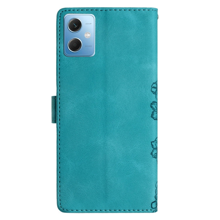 For Xiaomi Redmi Note 12 Global Cherry Blossom Butterfly Skin Feel Embossed PU Phone Case
