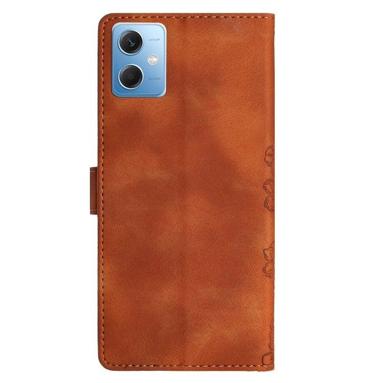 For Xiaomi Redmi Note 12 Global Cherry Blossom Butterfly Skin Feel Embossed PU Phone Case
