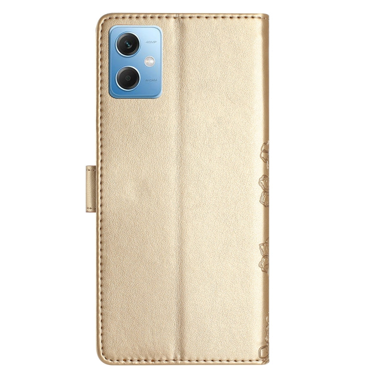 For Xiaomi Redmi Note 12 Global Cherry Blossom Butterfly Skin Feel Embossed PU Phone Case