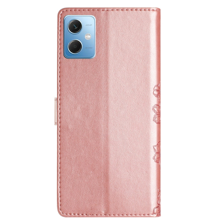 For Xiaomi Redmi Note 12 Global Cherry Blossom Butterfly Skin Feel Embossed PU Phone Case