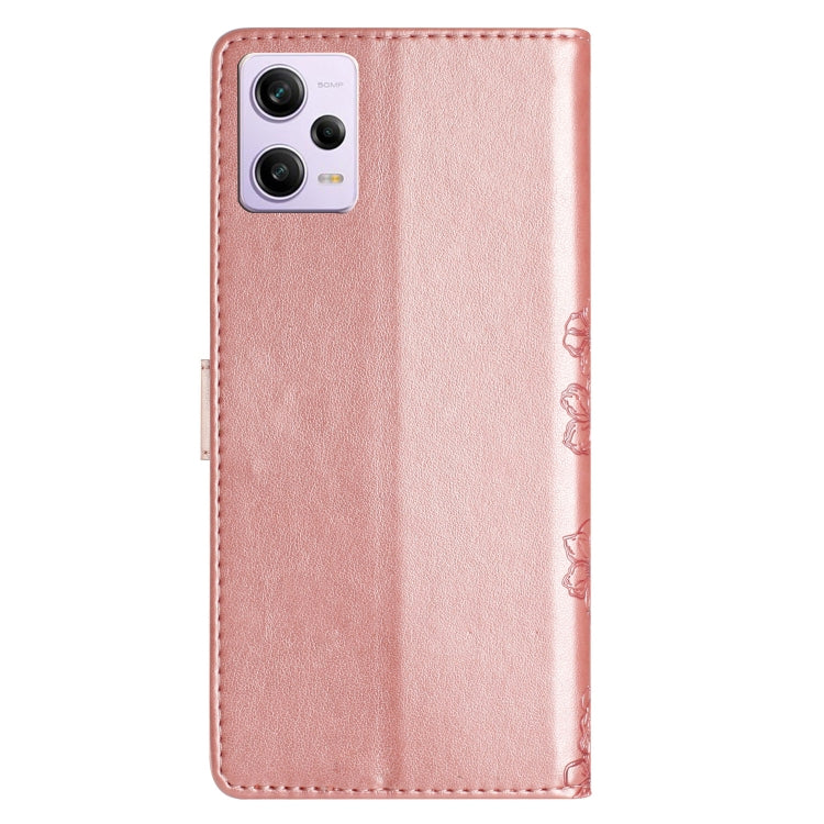 For Xiaomi Redmi Note 12 Pro Global Cherry Blossom Butterfly Skin Feel Embossed PU Phone Case