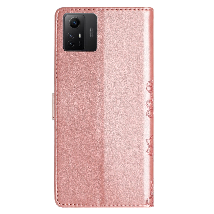 For Xiaomi Redmi Note 12S Cherry Blossom Butterfly Skin Feel Embossed PU Phone Case
