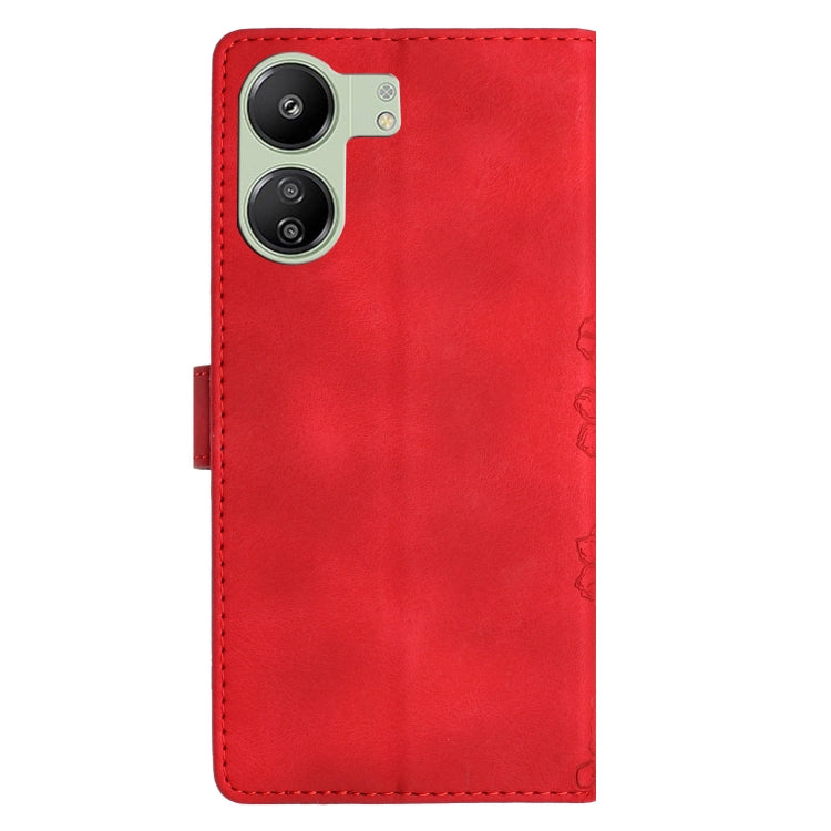 For Xiaomi Redmi 13C 4G Global Cherry Blossom Butterfly Skin Feel Embossed PU Phone Case