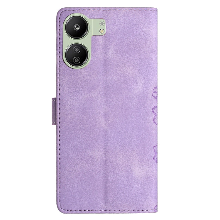 For Xiaomi Redmi 13C 4G Global Cherry Blossom Butterfly Skin Feel Embossed PU Phone Case