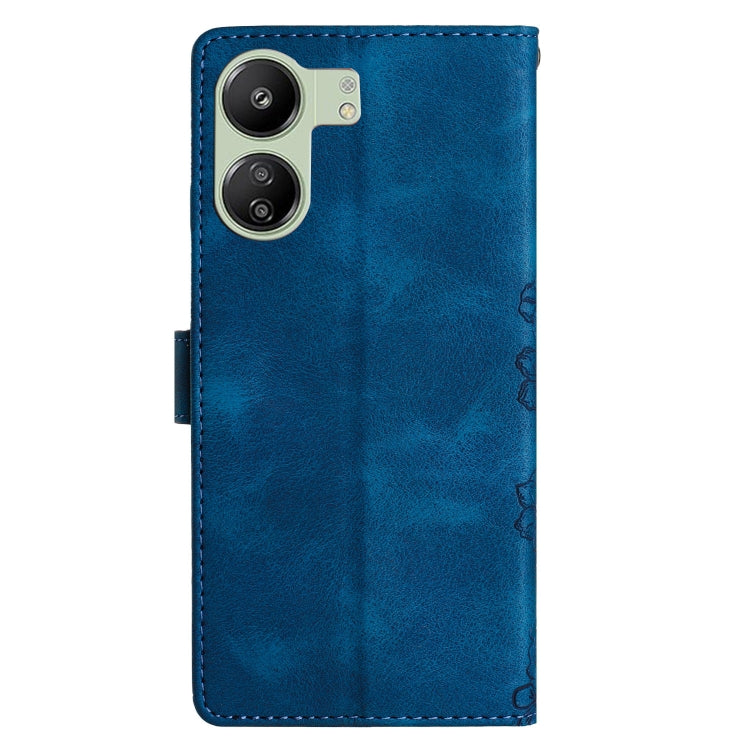 For Xiaomi Redmi 13C 4G Global Cherry Blossom Butterfly Skin Feel Embossed PU Phone Case