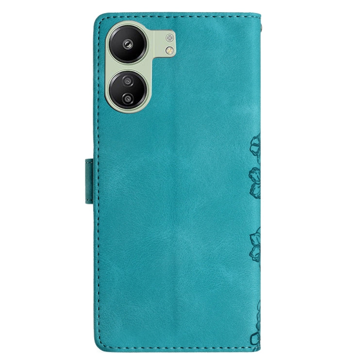 For Xiaomi Redmi 13C 4G Global Cherry Blossom Butterfly Skin Feel Embossed PU Phone Case