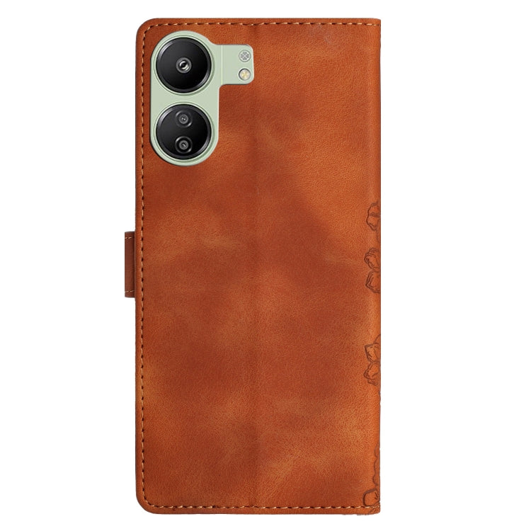 For Xiaomi Redmi 13C 4G Global Cherry Blossom Butterfly Skin Feel Embossed PU Phone Case