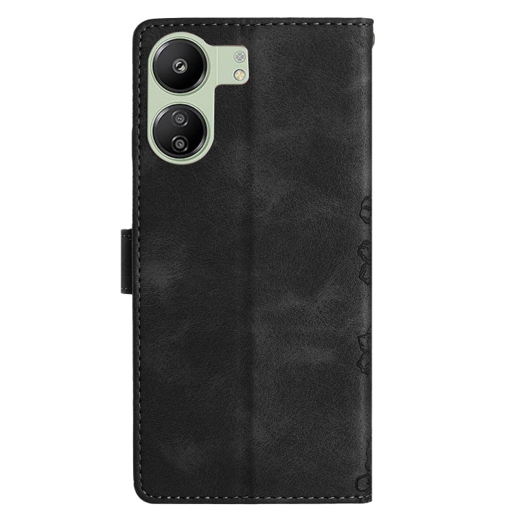 For Xiaomi Redmi 13C 4G Global Cherry Blossom Butterfly Skin Feel Embossed PU Phone Case
