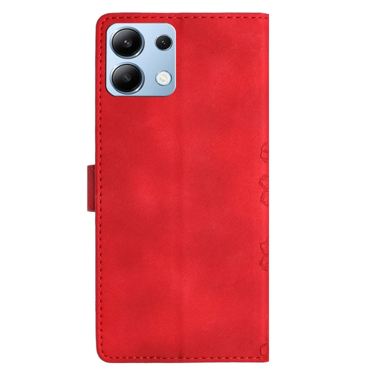 For Redmi Note 13 4G Cherry Blossom Butterfly Skin Feel Embossed PU Phone Case