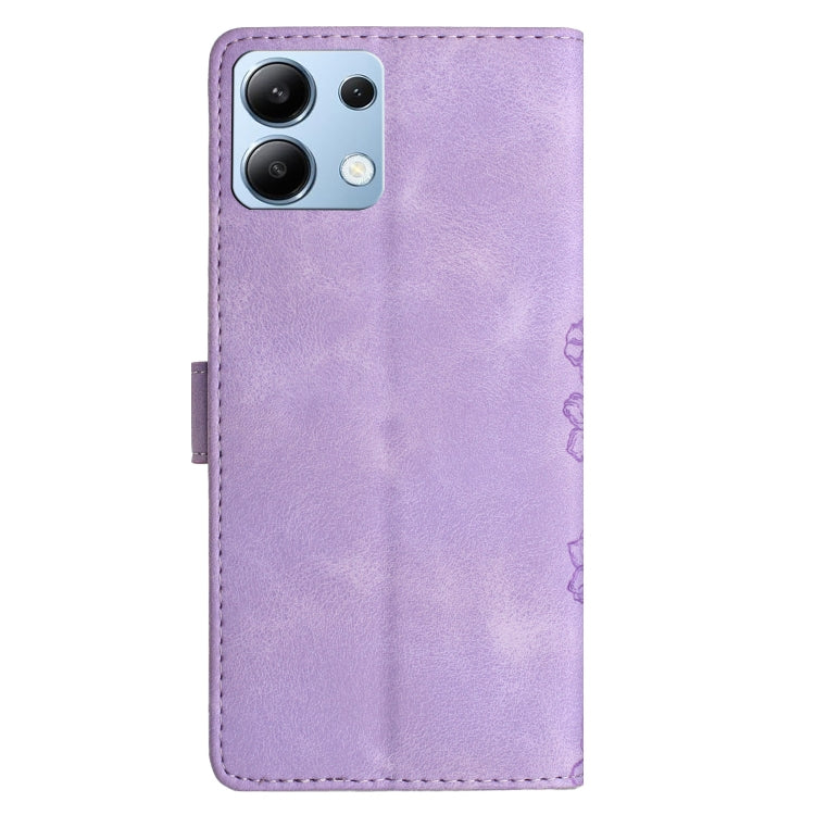 For Redmi Note 13 4G Cherry Blossom Butterfly Skin Feel Embossed PU Phone Case