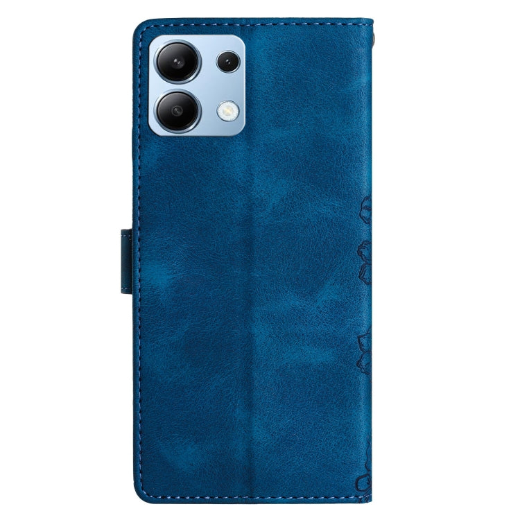For Redmi Note 13 4G Cherry Blossom Butterfly Skin Feel Embossed PU Phone Case