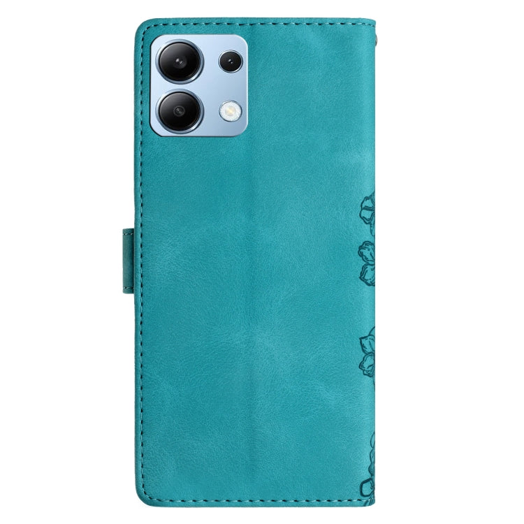For Redmi Note 13 4G Cherry Blossom Butterfly Skin Feel Embossed PU Phone Case