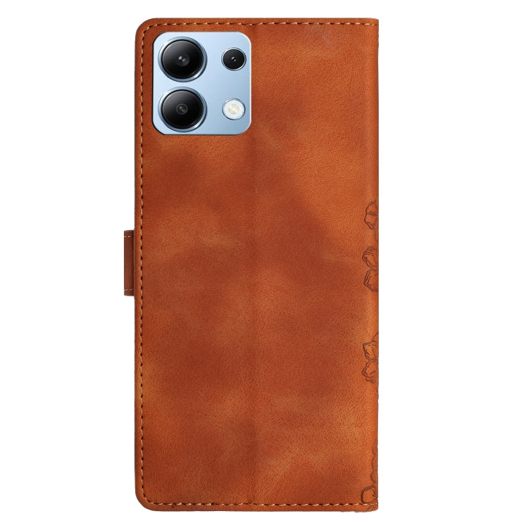 For Redmi Note 13 4G Cherry Blossom Butterfly Skin Feel Embossed PU Phone Case