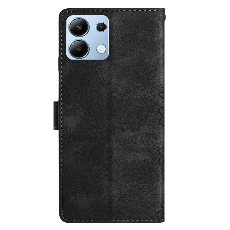 For Redmi Note 13 4G Cherry Blossom Butterfly Skin Feel Embossed PU Phone Case