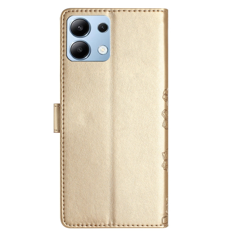 For Redmi Note 13 4G Cherry Blossom Butterfly Skin Feel Embossed PU Phone Case