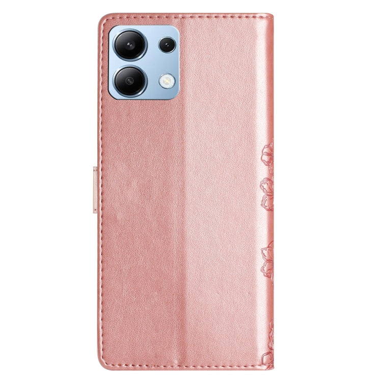 For Redmi Note 13 4G Cherry Blossom Butterfly Skin Feel Embossed PU Phone Case