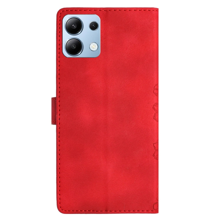 For Redmi Note 14 4G 163.25mm Cherry Blossom Butterfly Skin Feel Embossed PU Phone Case