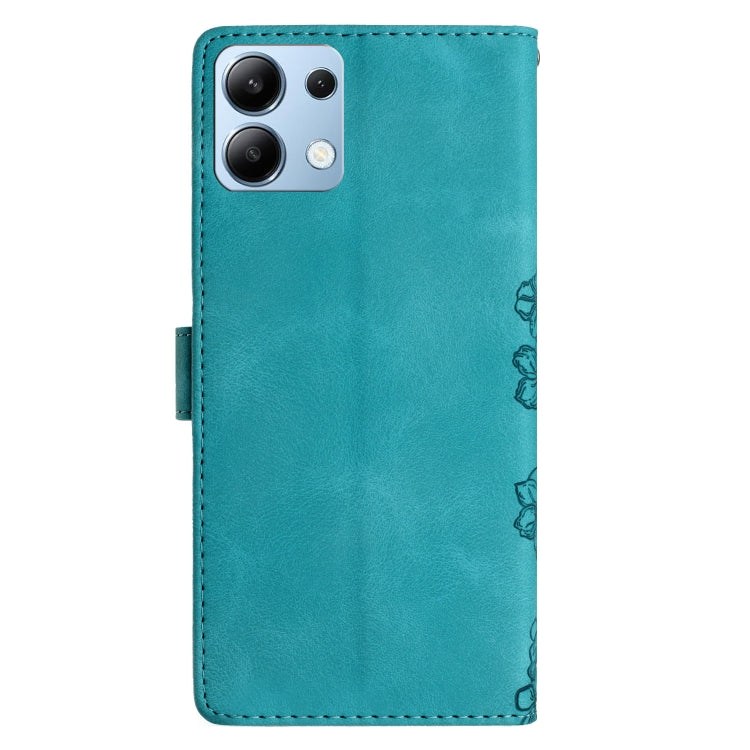 For Redmi Note 14 4G 163.25mm Cherry Blossom Butterfly Skin Feel Embossed PU Phone Case