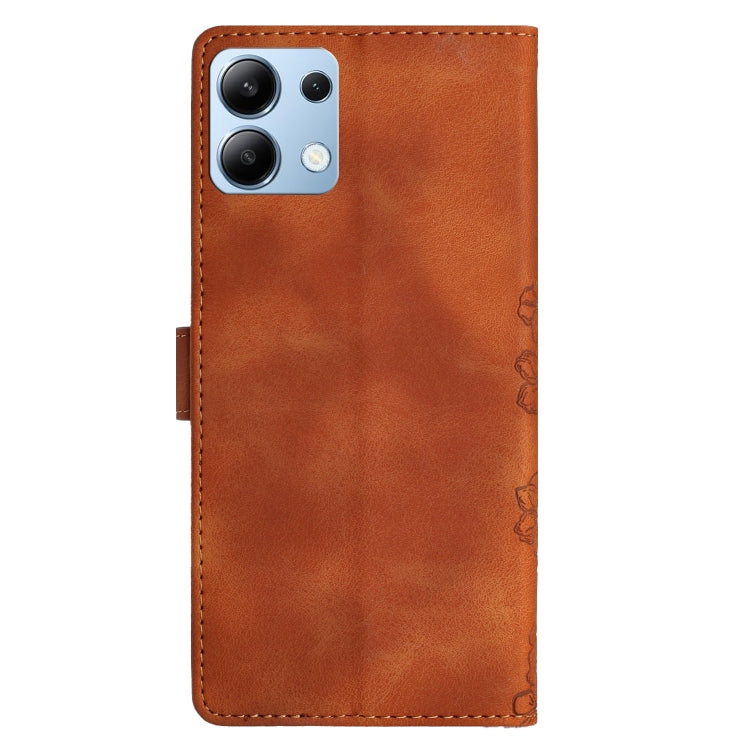 For Redmi Note 14 4G 163.25mm Cherry Blossom Butterfly Skin Feel Embossed PU Phone Case