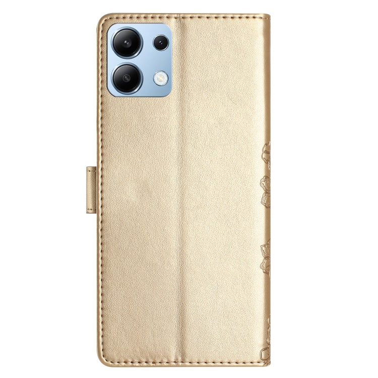 For Redmi Note 14 4G 163.25mm Cherry Blossom Butterfly Skin Feel Embossed PU Phone Case