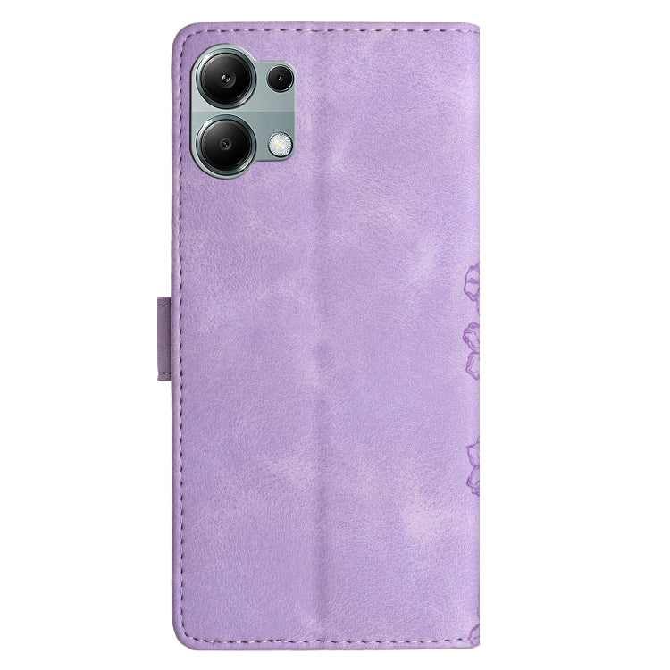 For Redmi Note 13 Pro 4G Cherry Blossom Butterfly Skin Feel Embossed PU Phone Case