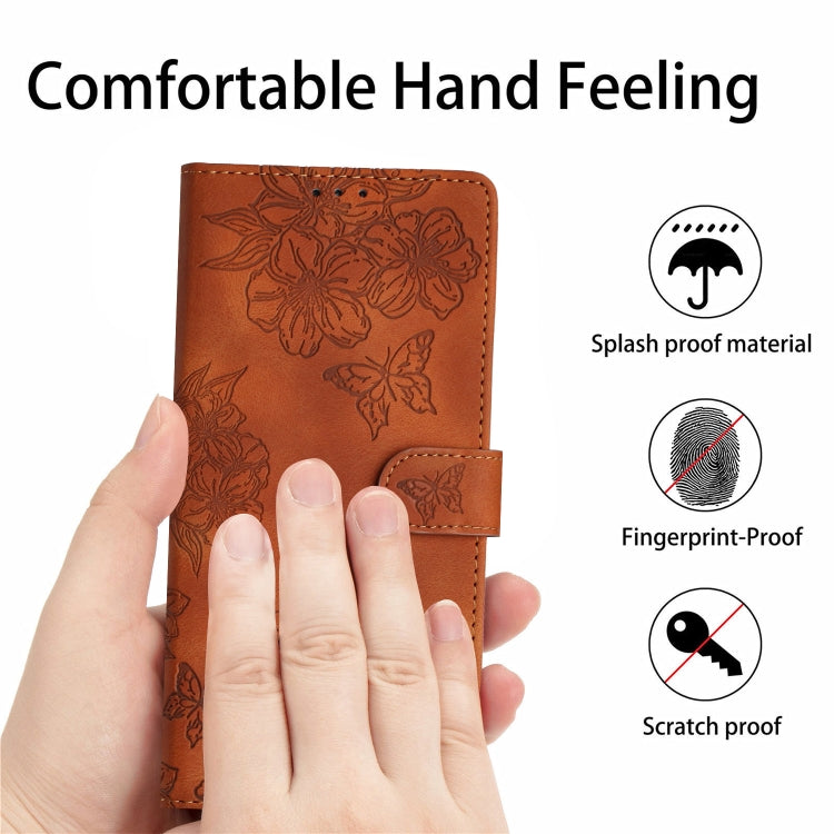 For Redmi Note 13 Pro 4G Cherry Blossom Butterfly Skin Feel Embossed PU Phone Case