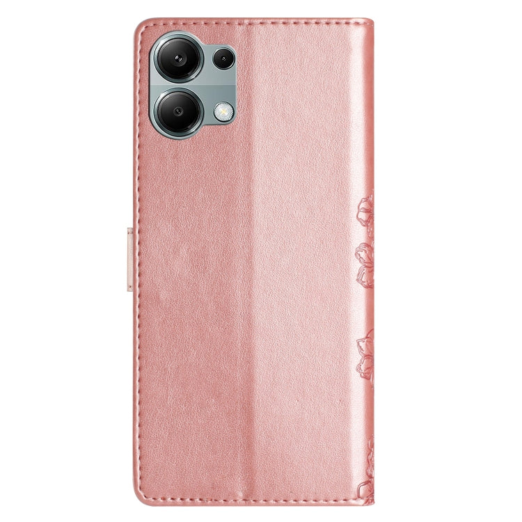 For Redmi Note 13 Pro 4G Cherry Blossom Butterfly Skin Feel Embossed PU Phone Case