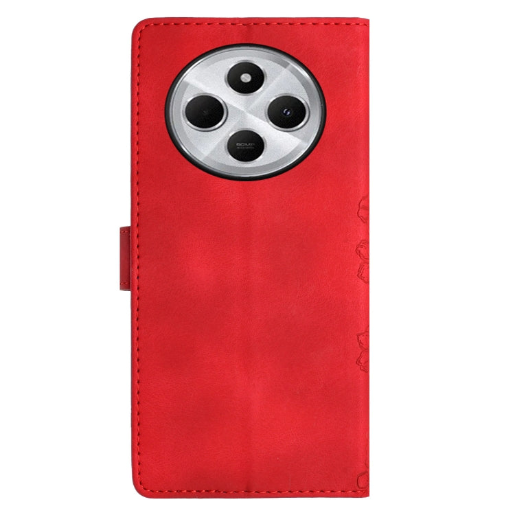 For Redmi 14C 4G Cherry Blossom Butterfly Skin Feel Embossed PU Phone Case
