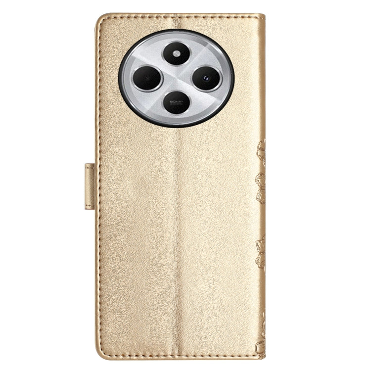 For Redmi 14C 4G Cherry Blossom Butterfly Skin Feel Embossed PU Phone Case