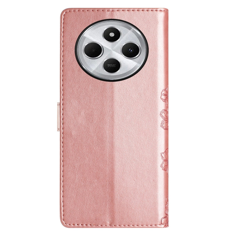 For Redmi 14C 4G Cherry Blossom Butterfly Skin Feel Embossed PU Phone Case