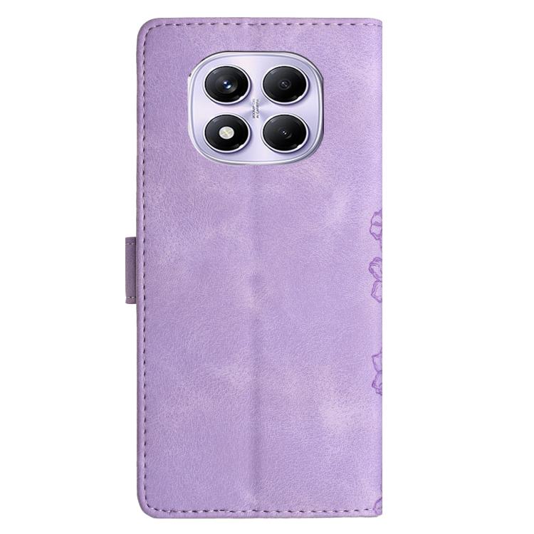 For Redmi Note 14 Pro 4G Cherry Blossom Butterfly Skin Feel Embossed PU Phone Case