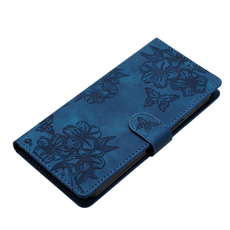 For Redmi Note 14 Pro 4G Cherry Blossom Butterfly Skin Feel Embossed PU Phone Case