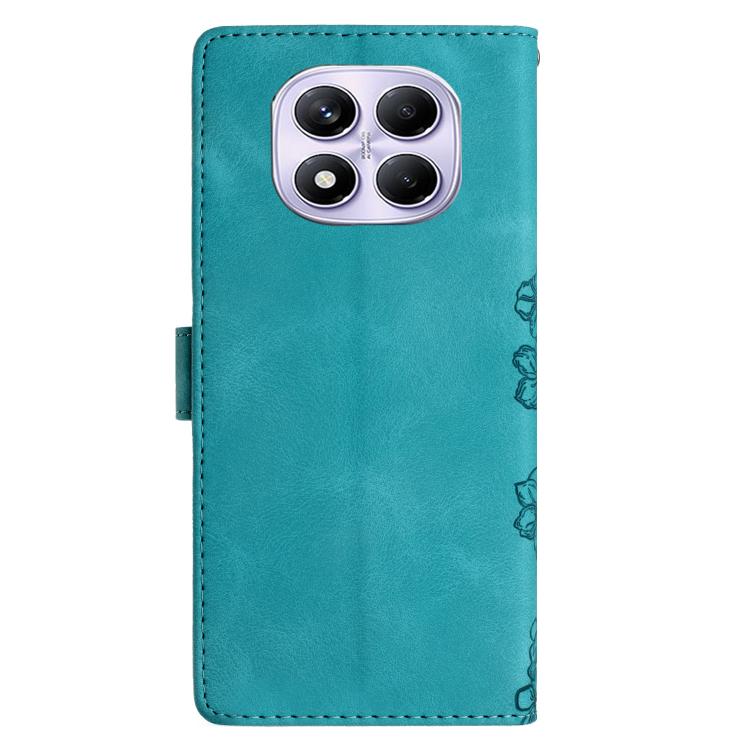 For Redmi Note 14 Pro 4G Cherry Blossom Butterfly Skin Feel Embossed PU Phone Case